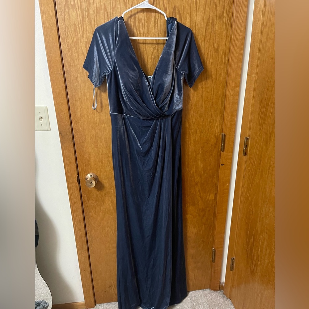 Revelry Maternity Blue Velvet Dress